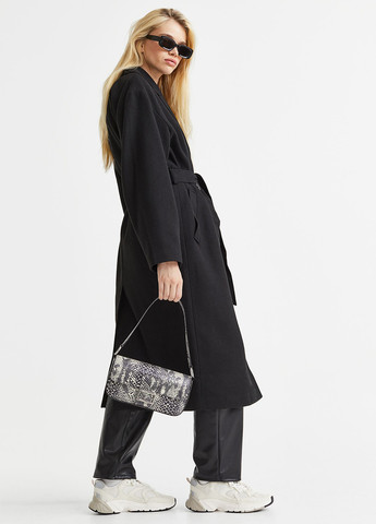 Черное демисезонное Пальто двубортное H&M