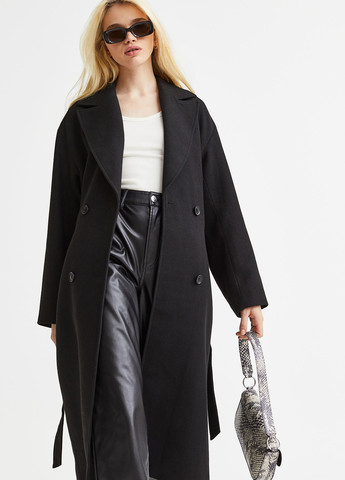 Черное демисезонное Пальто двубортное H&M
