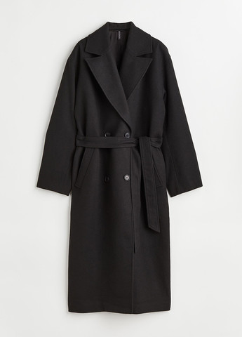 Черное демисезонное Пальто двубортное H&M