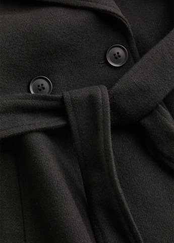 Черное демисезонное Пальто двубортное H&M