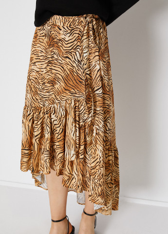 Светло-коричневая кэжуал с анималистичным узором юбка KOTON