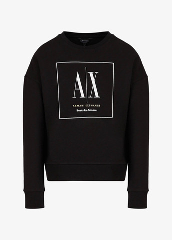 Чорний світшот Armani Exchange логотип без декору (365688577)