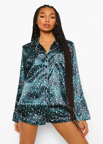 Зеленая всесезон пижама Boohoo