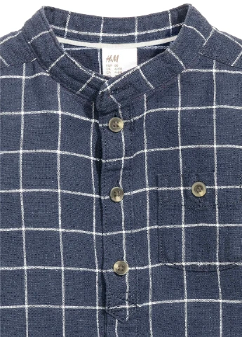 Синяя кэжуал рубашка в клетку H&M с длинным рукавом
