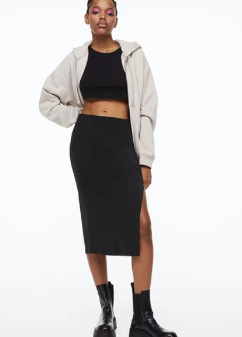Черная кэжуал однотонная юбка H&M карандаш