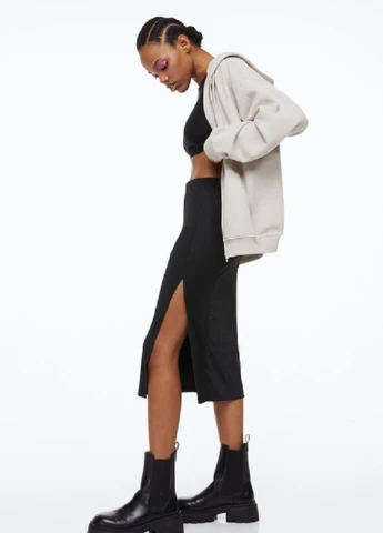 Черная кэжуал однотонная юбка H&M карандаш
