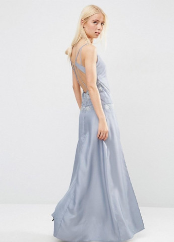Світло-блакитна вечірня плаття, сукня з відкритою спиною, зі шлейфом Asos однотонна