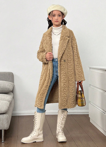 Бежеве демісезонне Пальто однобортне SHEIN