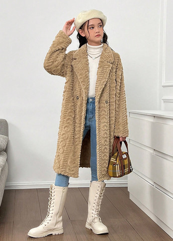 Бежеве демісезонне Пальто однобортне SHEIN