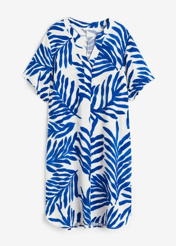Белое кэжуал платье а-силуэт H&M с рисунком