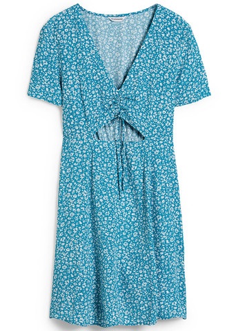 Блакитна кежуал сукня кльош C&A з квітковим принтом