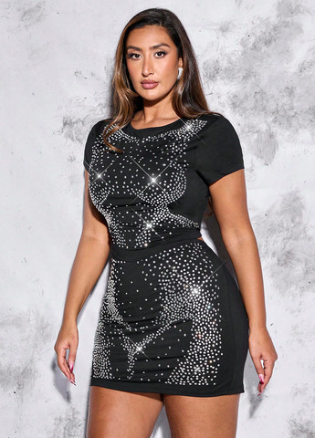 Черный демисезонный комплект (футболка, юбка) SHEIN