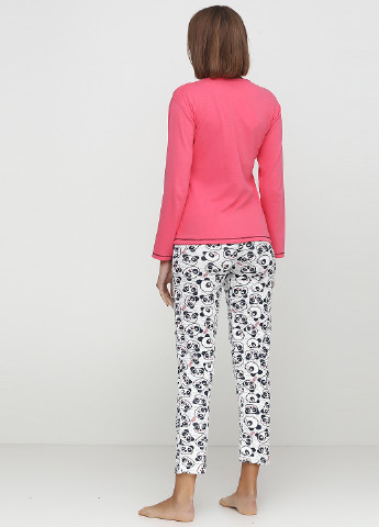 Розовый демисезонный комплект утепленный (лонгслив, брюки) Fawn Pijama