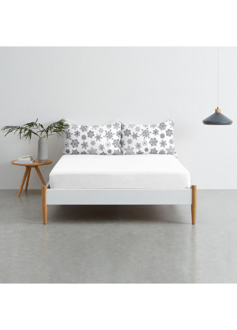 Полуторный комплект RANFORS WHITE SNOWFLAKES GREY (пододеяльник 160х220 см, простынь 140х200х20 см, наволочка 2 шт 50х70 см) Cosas (251413620)