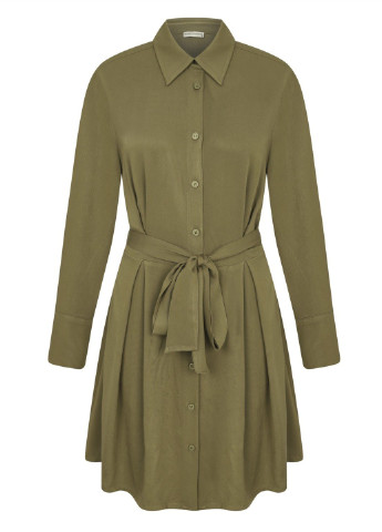Оливковое (хаки) кэжуал платье Mudo однотонное
