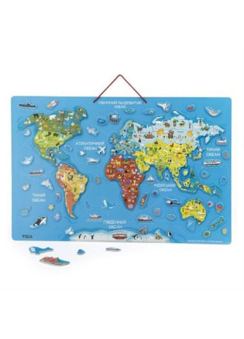 Пазл магнитный Карта мира с маркерной доской, на украинском языке (44508) Viga Toys (249984573)