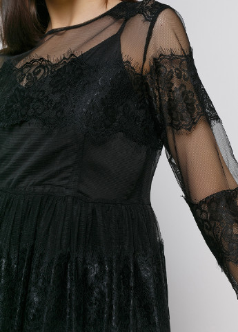 Черное кэжуал платье клеш No Brand с абстрактным узором