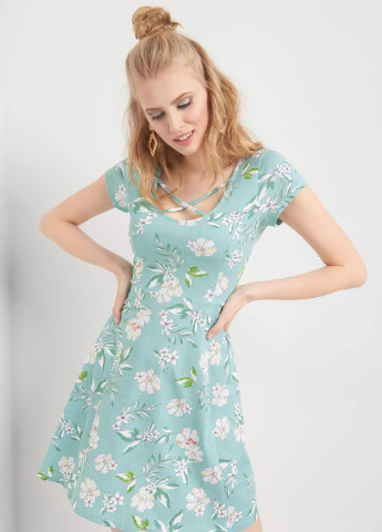 Мятное кэжуал платье клеш Orsay с цветочным принтом