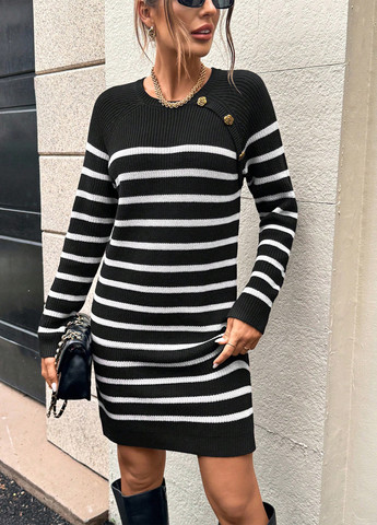 Чорна кежуал сукня сукня светр SHEIN в смужку