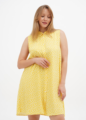 Желтое кэжуал платье а-силуэт Lefties в горошек