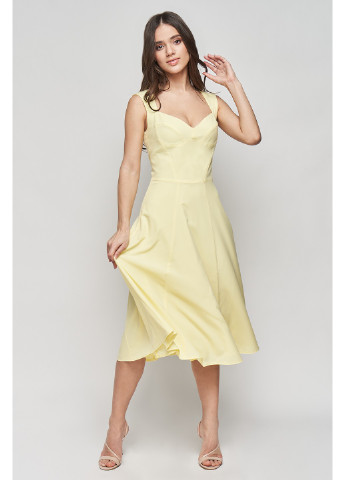 Желтое повседневный платье глория клеш, с пышной юбкой BYURSE однотонное