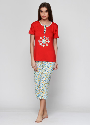 Червоний демісезонний комплект (футболка, капрі) SNC Pijama