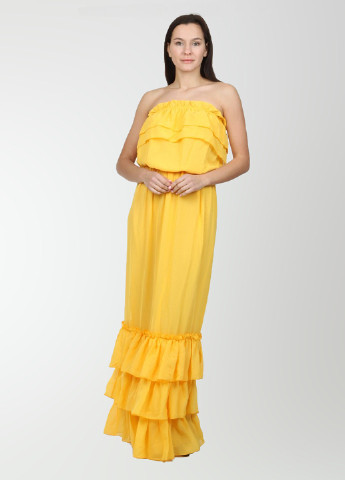 Желтое вечернее платье Marmer однотонное