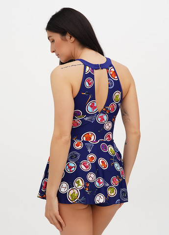 Синий летний купальник купальник-платье, слитный FS