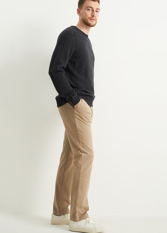 Бежевые кэжуал демисезонные прямые брюки C&A