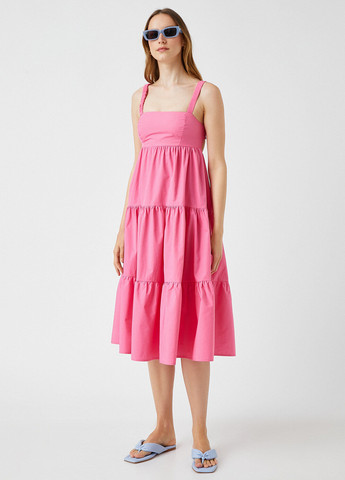 Розовое кэжуал платье клеш KOTON однотонное