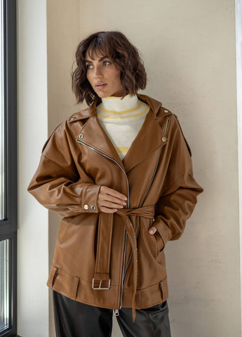 Світло-коричнева демісезонна куртка косуха No Brand