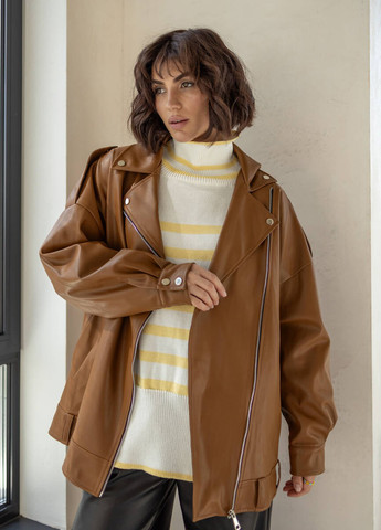 Світло-коричнева демісезонна куртка косуха No Brand