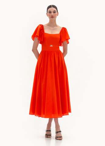 Оранжевое кэжуал платье клеш BGL однотонное