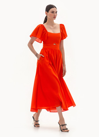 Оранжевое кэжуал платье клеш BGL однотонное