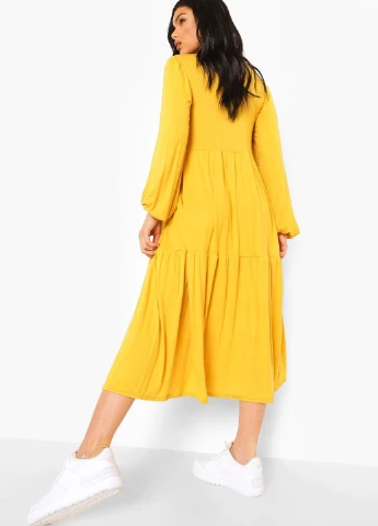 Гірчична кежуал сукня оверсайз Boohoo однотонна