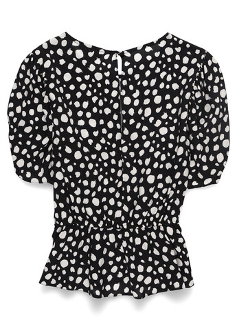 Черно-белая летняя блуза с баской Miss Selfridge
