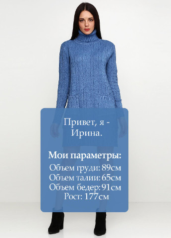 Голубое кэжуал платье платье-свитер Giorgia & Johns однотонное