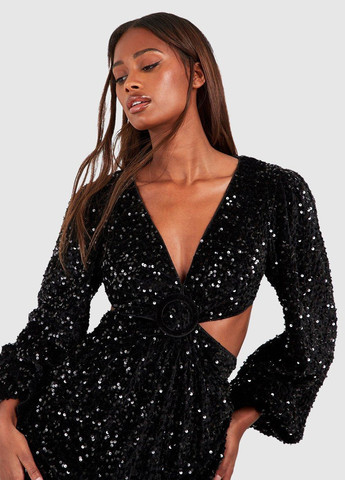 Чорна вечірня сукня а-силует Boohoo однотонна