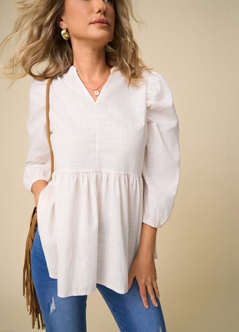 Кремовая блуза с баской SHEIN