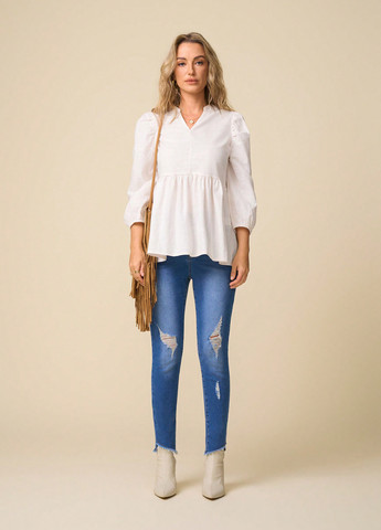 Кремовая блуза с баской SHEIN