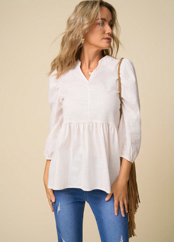 Кремовая блуза с баской SHEIN