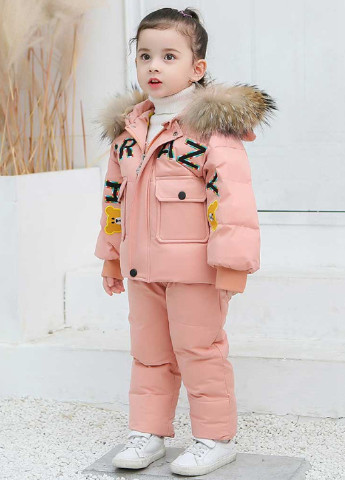 Персиковый зимний комплект (куртка, полукомбинезон) No Brand