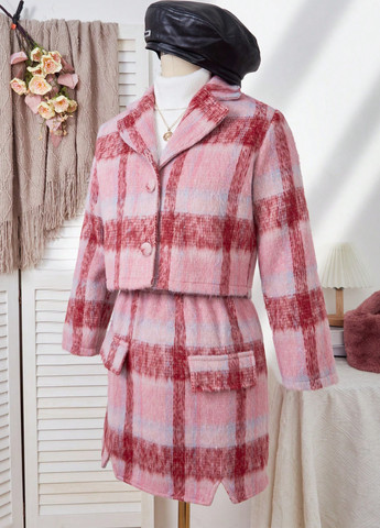 Комбінований демісезонний костюм (жакет, спідниця) спідничний SHEIN