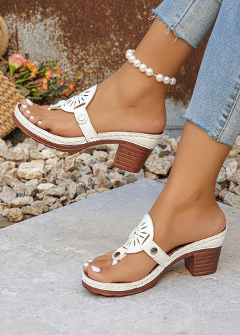 Белые кэжуал шлепанцы SHEIN с заклепками, с перфорацией