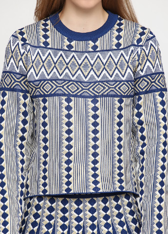 Костюм (джемпер, юбка) Club Donna орнамент синий кэжуал