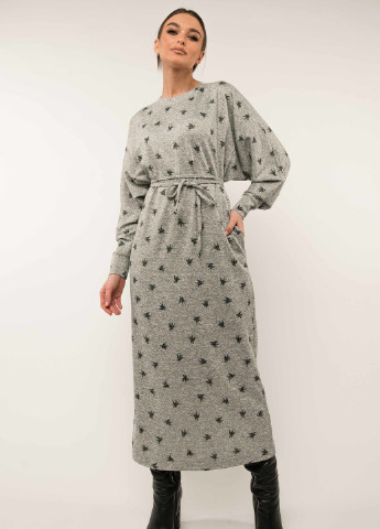 Серое кэжуал платье клер пл 3520 серый принт Ри Мари однотонное