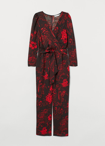 Комбинезон H&M комбинезон-брюки цветочный комбинированный кэжуал полиэстер