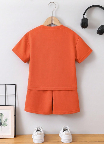 Помаранчевий літній костюм (футболка, шорти) з шортами SHEIN
