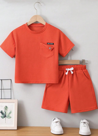 Помаранчевий літній костюм (футболка, шорти) з шортами SHEIN