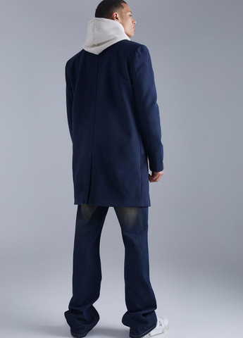 Темно-синее демисезонное Пальто однобортное Boohoo